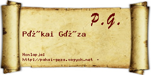 Pákai Géza névjegykártya